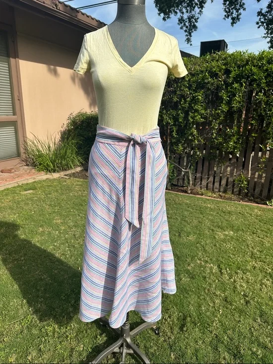 Talbots Pastel Chevron Maxi Skirt in Blue, Pink & Cream - Picture 3 of 7